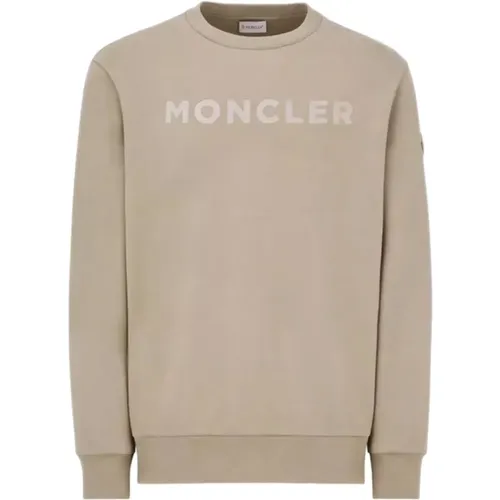 Beiger Logo-Sweatshirt Lockere Passform Baumwolle , Herren, Größe: 2XL - Moncler - Modalova