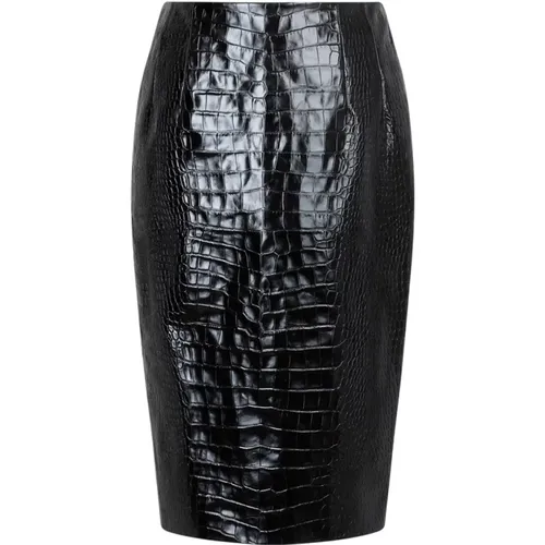 Crocodile Print Leather Skirt , female, Sizes: 2XS - Versace - Modalova