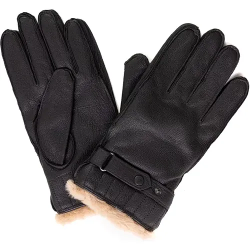 Leather Gloves with Fur Interior , male, Sizes: L - Barbour - Modalova