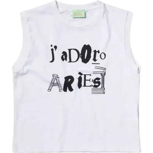 Graphic Print Cotton Sleeveless Tee , female, Sizes: S, M, L - Aries - Modalova