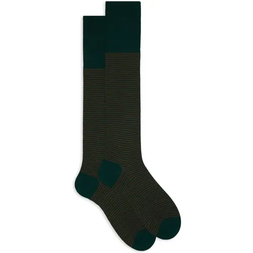 Grüne Windsor Streifen Wolle Baumwolle Socken , Herren, Größe: S - Gallo - Modalova