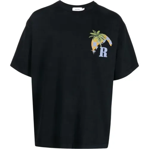 Moonlight Tropics Logo Print T-Shirt , male, Sizes: M, XL, XS, S - Rhude - Modalova