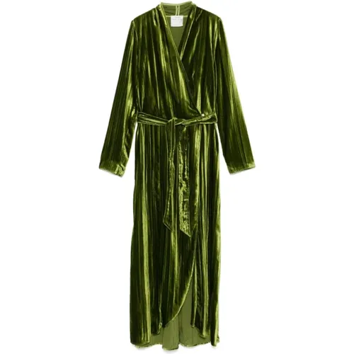 Velvet Wrap Dress Plissé V-Neck , female, Sizes: L - Forte Forte - Modalova