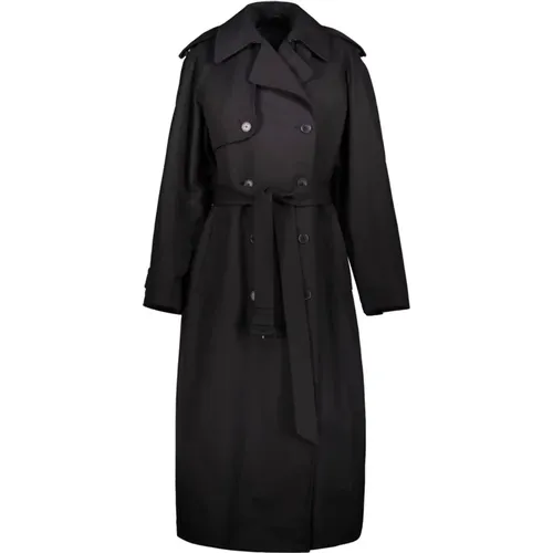 Trench Coats,Schwarzer Oversize Zweireihiger Trenchcoat - Balenciaga - Modalova