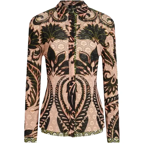 Printed Tulle Shirt Abstract Patterned Print , female, Sizes: S - ETRO - Modalova