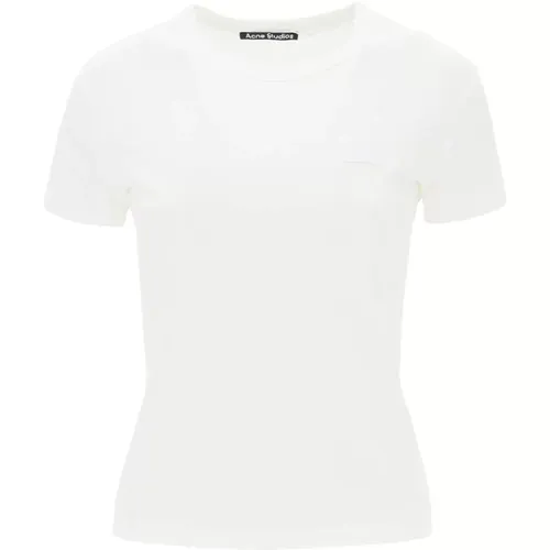 T-Shirt mit Logo Patch , Damen, Größe: XS - Acne Studios - Modalova