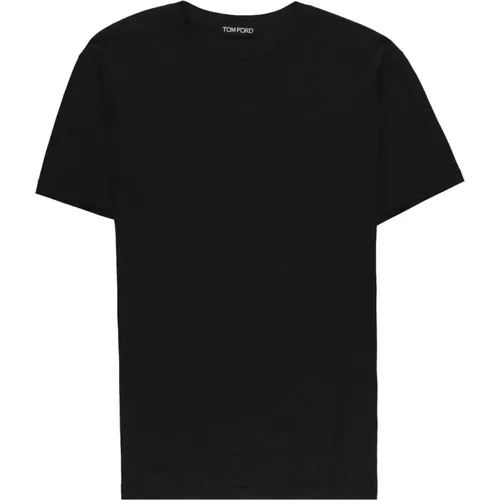 Schwarzes Baumwoll-T-Shirt mit Rundhalsausschnitt , Herren, Größe: M - Tom Ford - Modalova