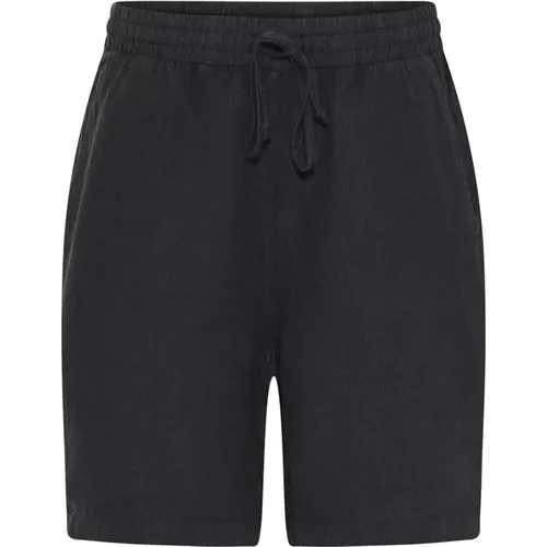 Lockerer Leinen Shorts & Knickers Schwarz , Damen, Größe: L - IN Front - Modalova