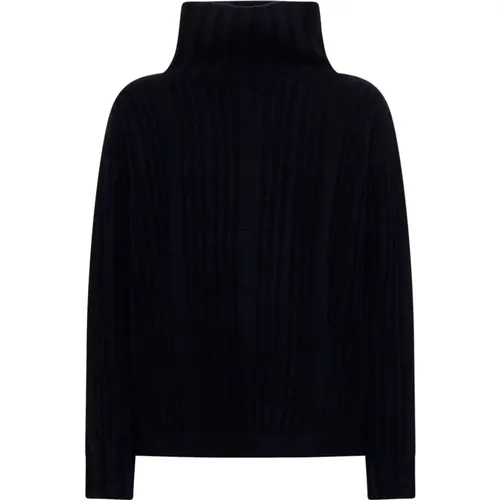 Navy Mock Neck Sweater , Damen, Größe: L - Max Mara - Modalova