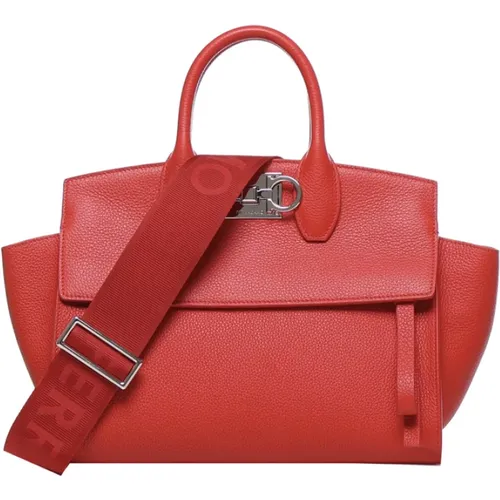 Rote Lederhandtasche - Luxuriös und Zeitlos - Salvatore Ferragamo - Modalova