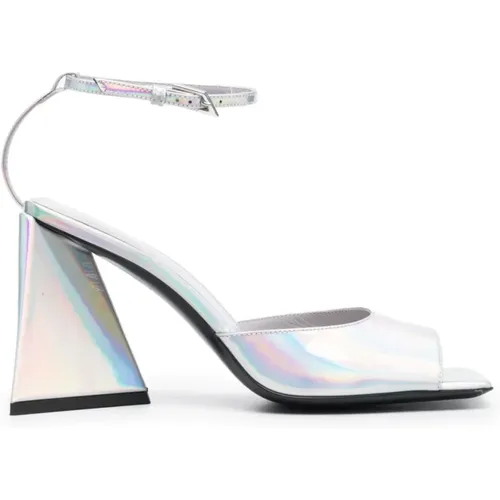 Silberne Holografische High Heel Sandalen - The Attico - Modalova