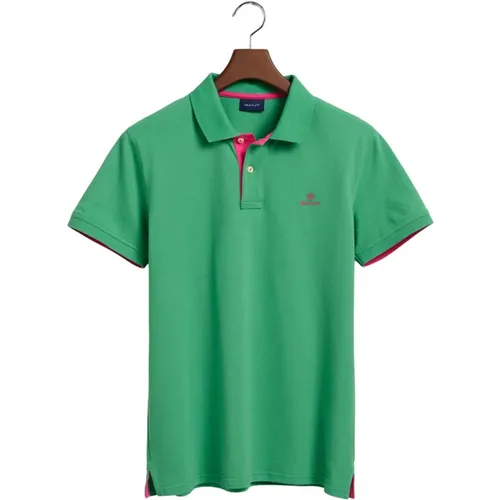 Contrast Collar Piqué Rugger Polo Shirt , male, Sizes: S, L - Gant - Modalova