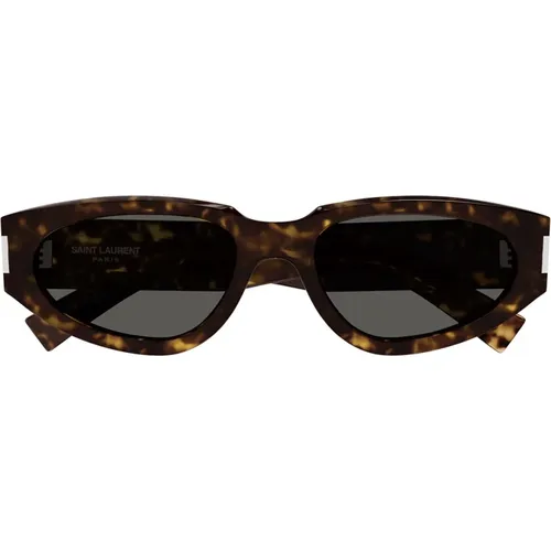 Naked Wirecore Sonnenbrille Havana Grau , Damen, Größe: 56 MM - Saint Laurent - Modalova
