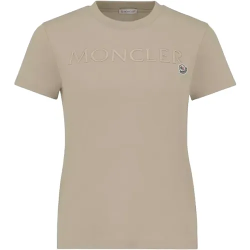 Embroidered Logo T-Shirt , female, Sizes: XS, XL - Moncler - Modalova