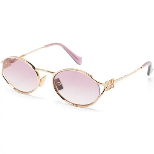 Gold Sungles with Original Case , female, Sizes: 54 MM - Miu Miu - Modalova