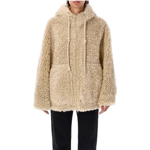 Shearling Hooded Jacket Bisquit Aw24 , female, Sizes: L - Urbancode - Modalova