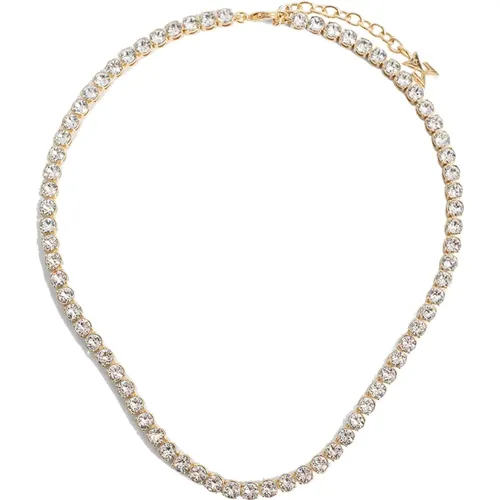 Silber Chrom Kristall Tennis Halskette , Damen, Größe: ONE Size - Amina Muaddi - Modalova
