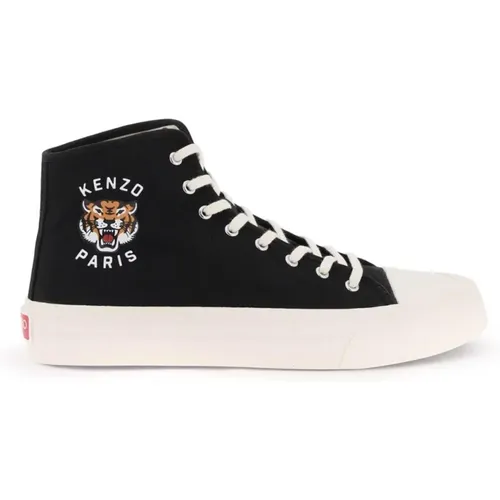 Canvas High Top Sneakers mit Lucky Tiger Print , Damen, Größe: 37 EU - Kenzo - Modalova