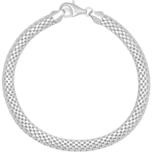 Men Silver Woven Chain Bracelet , male, Sizes: M - Nialaya - Modalova