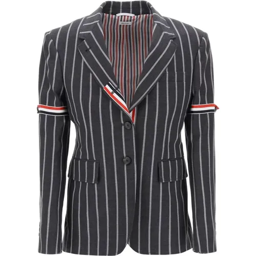 Striped Single Breasted Jacket , female, Sizes: S - Thom Browne - Modalova