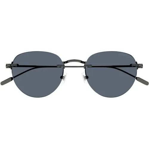 Mens Metal Griff Sunglasses with Blue Lenses , male, Sizes: 51 MM - Montblanc - Modalova