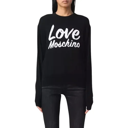 Wool Sweater with Brand Design , female, Sizes: S, M, L, XS - Love Moschino - Modalova