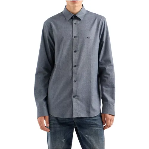 Microfantasia Logo Shirt , male, Sizes: S, L, M, XL, 2XL - Emporio Armani - Modalova