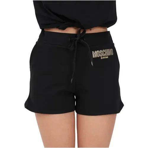 Shorts with Logo Print and Rhinestone Embellishment , female, Sizes: L, XL, S - Moschino - Modalova