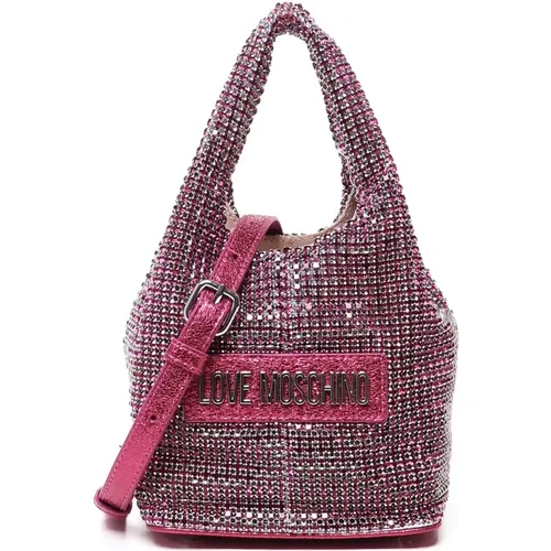 Rhinestone Detail Magenta Bag , female, Sizes: ONE SIZE - Love Moschino - Modalova