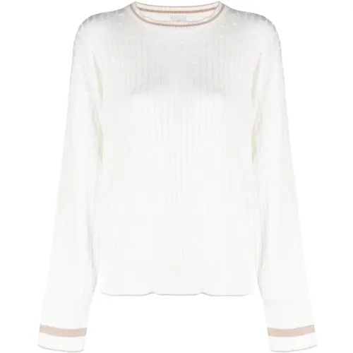 Weißer Casual Strickpullover , Damen, Größe: L - Eleventy - Modalova