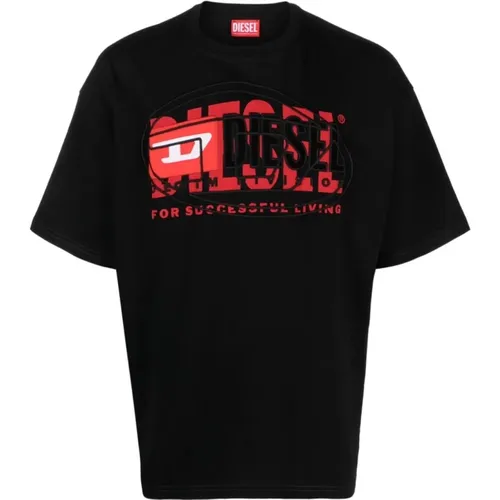 Schwarze Logo Patch T-shirts und Polos , Herren, Größe: S - Diesel - Modalova
