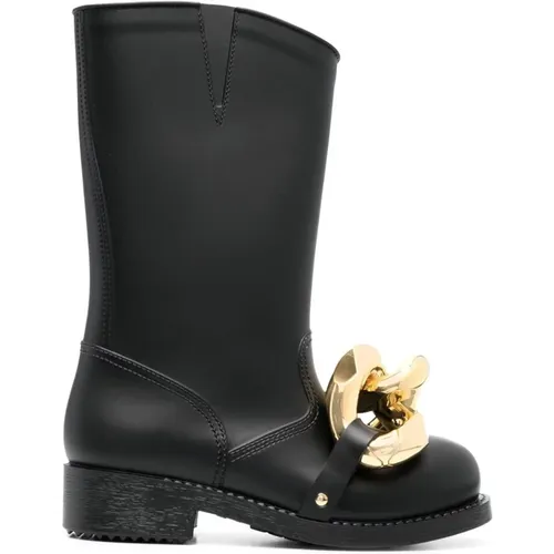 Schwarze Stiefel mit Ketten-Detail , Damen, Größe: 36 EU - JW Anderson - Modalova
