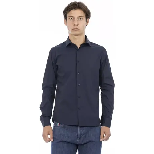 Trendiges blaues Baumwollhemd , Herren, Größe: 4XL - Baldinini - Modalova