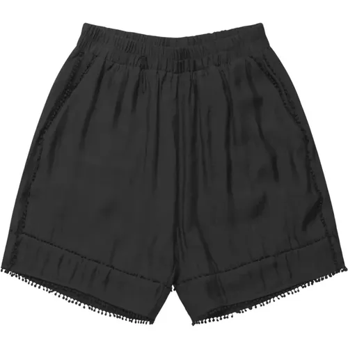 Elastic Waist Shorts with Embroidered Edges , female, Sizes: 2XL, XL, XS, 2XS - Munthe - Modalova