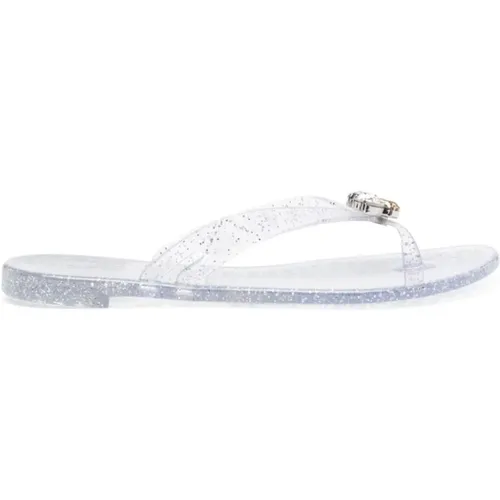 Silver Glitter Sandals with Swarovski Crystal Detail , female, Sizes: 5 UK, 3 UK, 7 UK, 2 UK, 8 UK - Casadei - Modalova