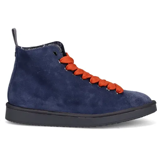 Blaue Wildlederstiefelette mit orangefarbenen Schnürsenkeln - Panchic - Modalova