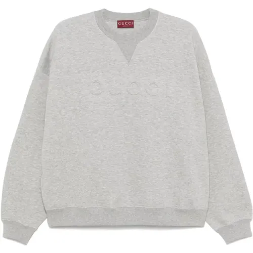 Grauer Pullover mit geprägtem Logo - Gucci - Modalova