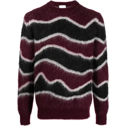 Red Black Mohair Pattern Sweater , male, Sizes: M - PT Torino - Modalova