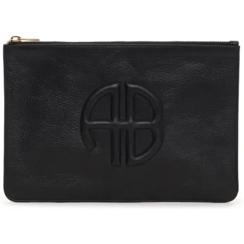 Schwarze Pebbled Leder Clutch - Anine Bing - Modalova