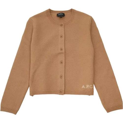 Brauner Merinowoll-Cardigan-Pullover - A.P.C. - Modalova