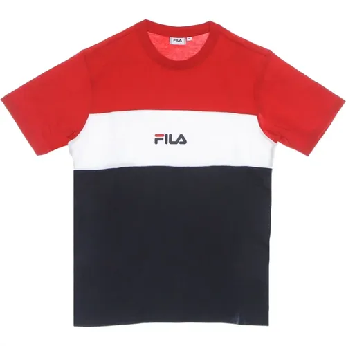 Farbblock T-Shirt Schwarz/Rot/Weiß , Herren, Größe: XS - Fila - Modalova