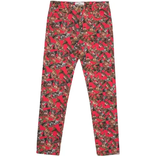 Red Orb Logo Print Trousers , male, Sizes: W30, W31 - Vivienne Westwood - Modalova