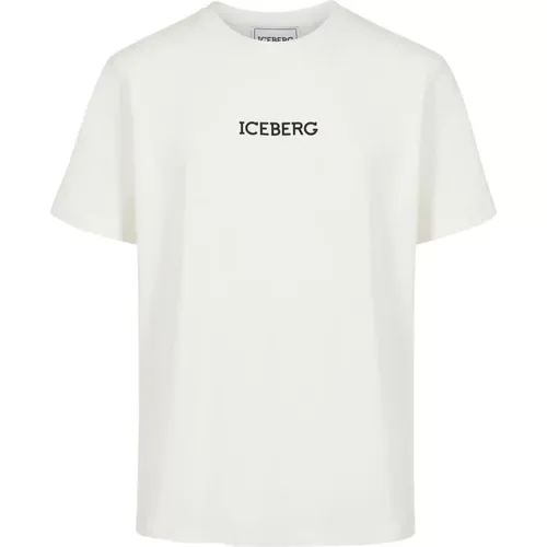 T-Shirt mit Logo-Print aus Baumwolle , Herren, Größe: L - Iceberg - Modalova