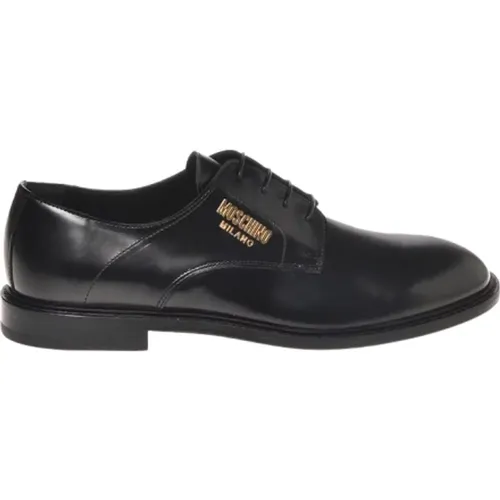 Schwarze flache Schuhe , Herren, Größe: 45 EU - Moschino - Modalova