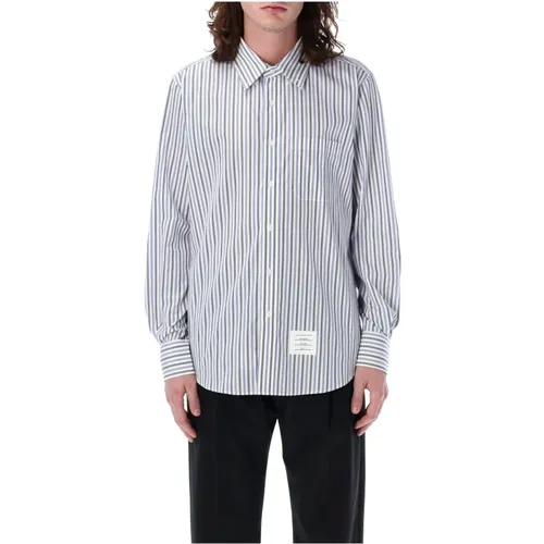 Mens Clothing Shirts Navy Ss24 , male, Sizes: XL - Thom Browne - Modalova