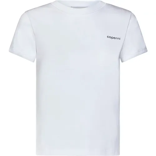 Weißes Slim Fit T-Shirt mit Logo-Druck,Logo Slim Fit T-Shirt - Coperni - Modalova