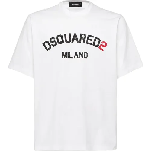 Crystal Logo Short Sleeve T-shirt , male, Sizes: L, XL, 2XL - Dsquared2 - Modalova