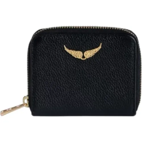 Leather Wallet with Gold Wings , female, Sizes: ONE SIZE - Zadig & Voltaire - Modalova