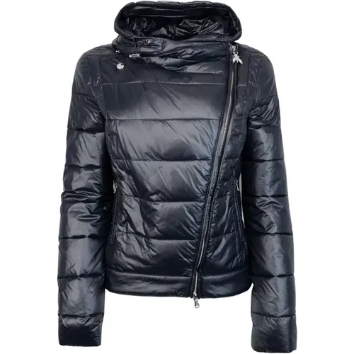 Schwarze Nylon Daunenjacke Slim Fit , Damen, Größe: M - PATRIZIA PEPE - Modalova