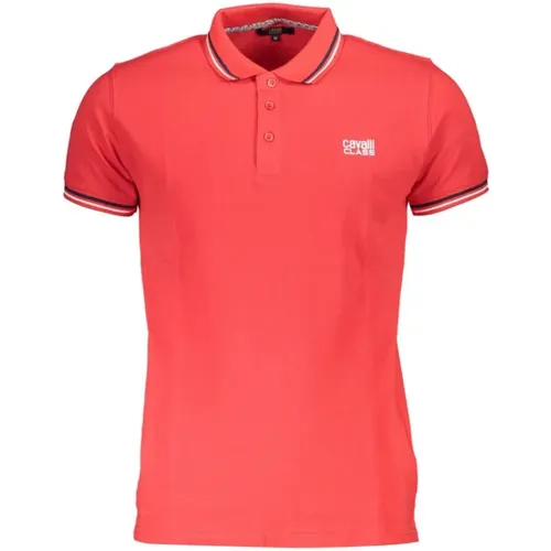 Rotes Baumwoll-Poloshirt mit Druck , Herren, Größe: 2XL - Cavalli Class - Modalova